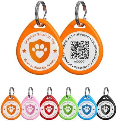 QR Code Cat Tags Personalized Small, Real-time Alerts, Orange