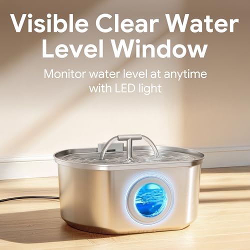 Cat Water Fountain Stainless Steel - 3.2L/108oz Cat Drinking Fountain