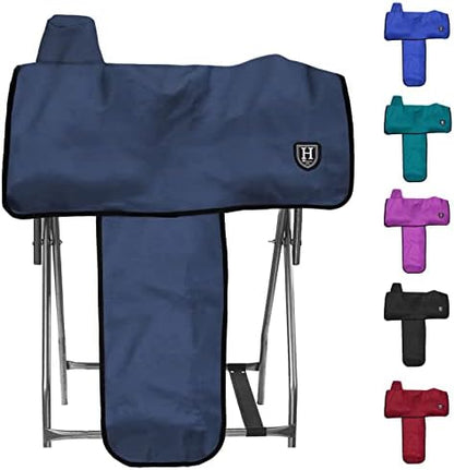 Harrison Howard 600 Denier Splash-Resistant Protective Saddle Cover Protection from Scratches, Direct Sunlight, and Dust/Debris Keeps Saddle in Pristine Condition-Navy