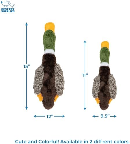 Best Pet Supplies Interactive Squeaky Dog Chew Toy, Ideal Dog Toys for Chewers, Small, Medium & Large Dogs, and Fetch Lovers - Mallard Duck (Brown), Large