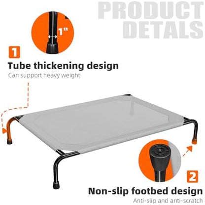 Simple Trending Raised Dog Bed for Large Dogs, Waterproof XL Dog Cot, Grey