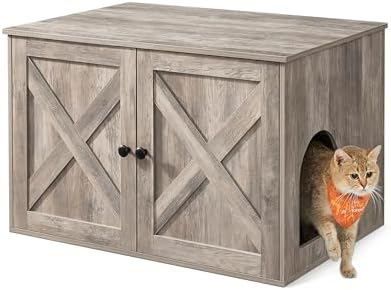 Feandrea Cat Litter Box Enclosure, End Table, 27.6 x 19.7 x 19.7 Inches
