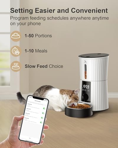 Petory WiFi Automatic Cat Feeder - 4L Dry Food Dispenser for Cats and Dogs