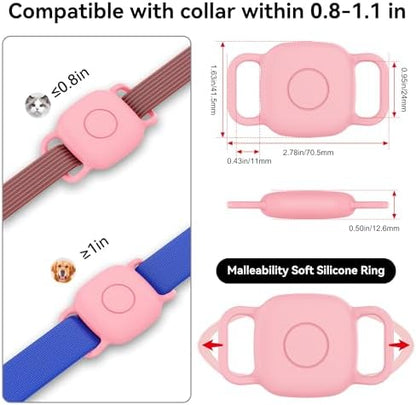 DDJ Waterproof Dog Collar Holder for Life360 Tile Mate Tracker, 4-Pack Durable Silicone Cover, Anti Lost for Life 360 Tile Tracker Case for Cat & pet Collars (Black, Navy Blue, Pink,White)