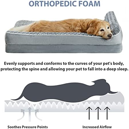 BFPETHOME Orthopedic Washable Dog Bed, Sleeping Couch for Large Senior Dogs