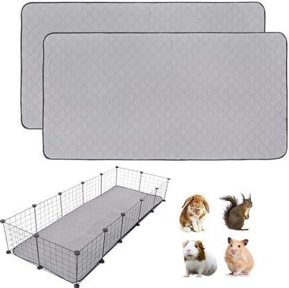 Guinea Pig Cage Liners, 24''X60'' Washable Guinea Pig Pee Pads, Non Slip Reusable Super Absorbent Guinea Pig Training Mat Bedding Fleece for Small Animals Hamster Rabbit Chinchilla Rat, 2Pack