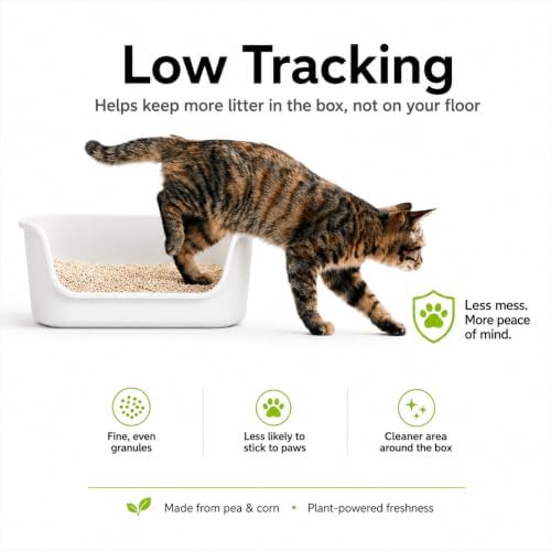 Tofu Cat Litter, 11 lb Plant-Based Cat Litter Made with Pea Fiber & Corn Starch, Low Dust, Fast Clumping, Low Tracking, Light Milk Scent, Flushable in Small Amounts