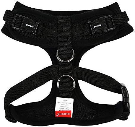 Authentic Puppia RiteFit Harness with Adjustable Neck, Black, Medium