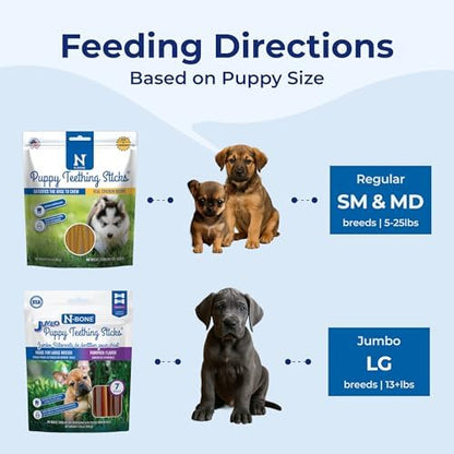 N-Bone Jumbo Puppy Teething Sticks, Chicken Flavor, Natural Puppy Chew Sticks for Growing Puppies, SQF Certified, Made with Rice Flour for Easy Digestion, Calcium Enriched, 7 ct. Pouch (7.3oz)