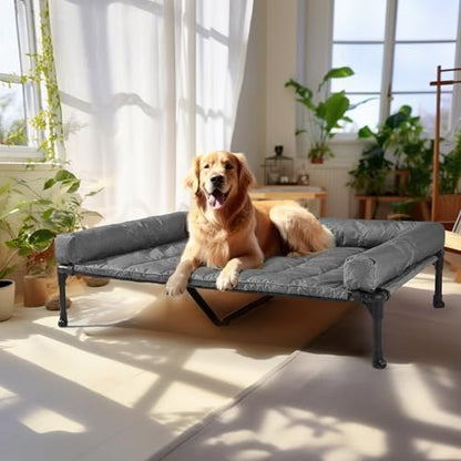 Veehoo Outdoor Elevated Dog Bed with Waterproof Bolster Cushion, Cooling