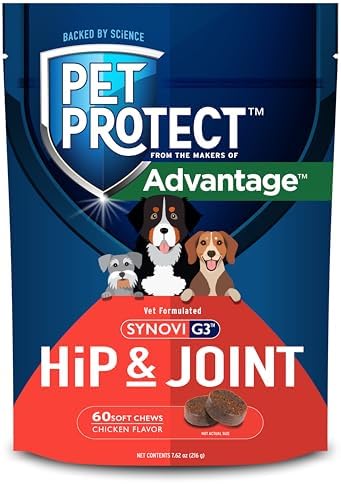 Pet Protect Hip & Joint Supplement for Dogs, Chicken Flavor 60ct