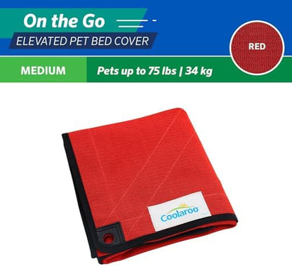 Coolaroo On The Go Cooling Elevated Dog Bed Replacement Cover, Portable for Travel & Camping, Collapsible for Storage, Medium, Red