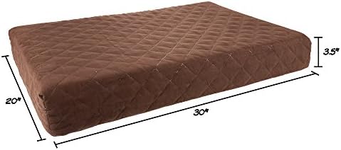 Waterproof Dog Bed - 2-Layer Memory Foam Pet Pad with Removable Machine Washable Cover - 30x21 Crate Mat for Dogs or Puppies by PETMAKER (Brown)