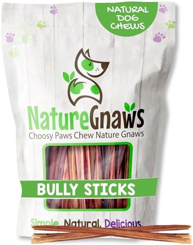 Nature Gnaws Super Skinny Bully Sticks 5-6" Rawhide Free Dog Chew, 40 Count