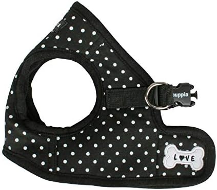 Puppia Dotty Step-in Vest Dog Harness No Pull No Choke Easy Wear Training Walking for Small Dog, Medium, Black