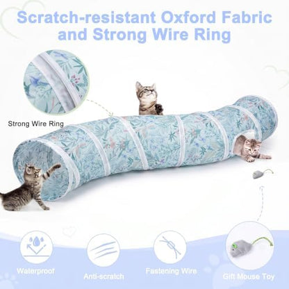 Glittme S-Shape Cat Tunnel, Foldable Cat Tunnels for Indoor Cats