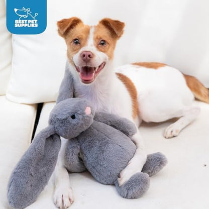 Best Pet Supplies Bunny Buddy Squeaky Plush Dog Toy - Gray