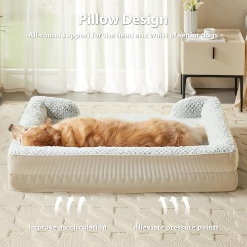 LEXTRO Orthopedic XXL Dog Bed, Washable Dog Beds for Extra Large Dogs