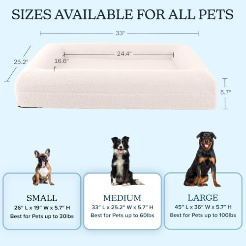 PETMAKER Memory Foam Orthopedic Dog Bed for Large Pets, Cream, 45”x36”x5.7”