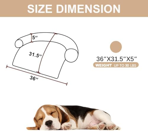 Calming Dogs/Cats Bed Mats, Dog Pad Washable Removable Couch Cover, Plush Long Fur Mat for Pets, Waterproof, Perfect for Small, Medium and Large Dogs and Cats (Beige, 36"x31"x 5.0")