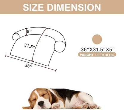 Calming Dogs/Cats Bed Mats, Dog Pad Washable Removable Couch Cover, Plush Long Fur Mat for Pets, Waterproof, Perfect for Small, Medium and Large Dogs and Cats (Beige, 36"x31"x 5.0")