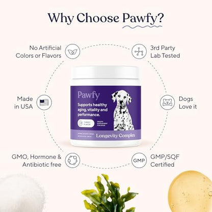 Pawfy NMN Longevity Chews for Dogs with Fucoidan & CoQ10-30 Chews