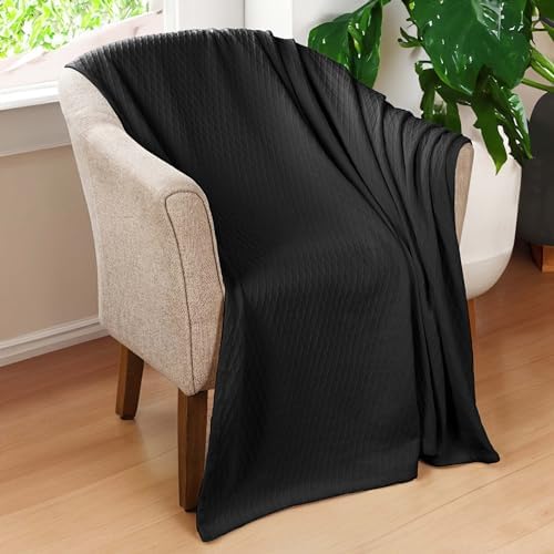 Superior Cotton Blanket, Lightweight, Breathable Bedding, Throw, Black
