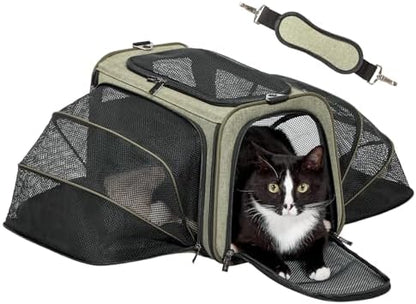 Petsfit Medium Double Expandable Cat Carrier for Cats and Small Dogs