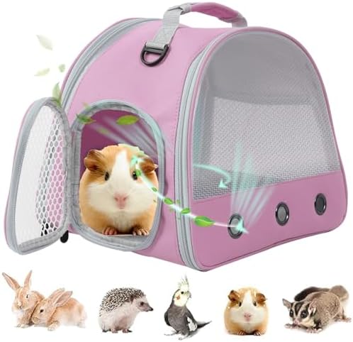Breathable Guinea Pig Carrier Backpack with Nylon Mesh Window Portable Carrier for Guinea Pig, Bunny Bearded Dragon Bird Chinchilla Ferret Travel Outdoor