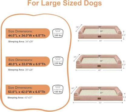 NANUYA Orthopedic Dog Bed for XX-Large Dogs, 44 x 34 Inch, Pink