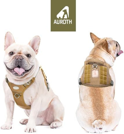AUROTH Tactical Dog Harness for Small Medium Dogs No Pull Adjustable Pet Harness Reflective K9 Working Training Easy Control Pet Vest Military Service Dog Harnesses Army Yellow S