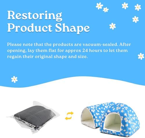 Guinea Pig House and Tunnel Set - 2 Pack Washable Guinea Pig Hideout Bed, Plush Small Animal Hide and Toy with Non-Slip Bottom for Ferret Dwarf Bunny
