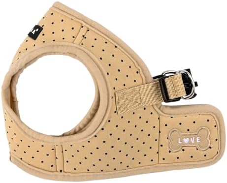 Puppia Dotty Dog Vest Harness B (Step-in) Fashionable Polka Dot Pattern Spring Summer Harness for Small Dogs, Beige, Large