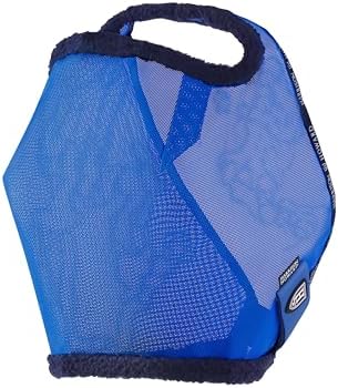 Harrison Howard All Round Mesh Horse Fly Mask UV Protective with Fleece Padded Edging Signature Blue L