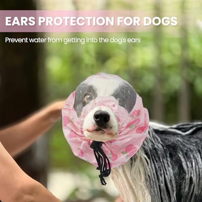 Nanaki Dog Shower Cap-Ear Protection for Bath, Adjustable Grooming Ear Cover, Waterproof Shower Caps for Dogs Hat, Reusable Pet Shower Caps for Bathing Grooming Swimming Drawstring Can be Trimmed