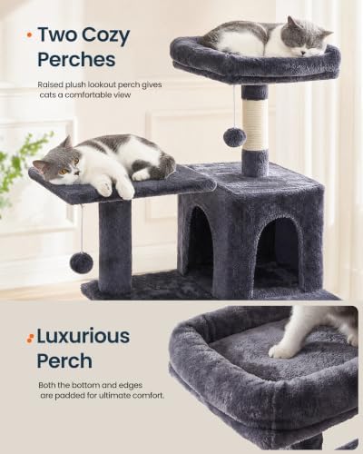 SONGMICS HOME Cat Tree for Indoor Cats, Multi-Level Tower