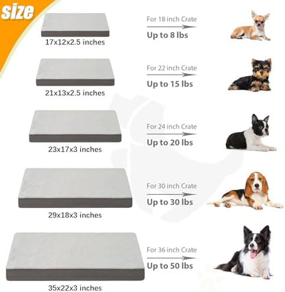 KSIIA Orthopedic Dog Bed for Small Dogs with Waterproof Lining, Grey, 23x17