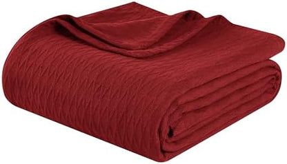 Superior Cotton Blanket, Lightweight, Breathable Bedding, Throw, Burgundy