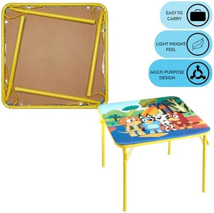 Bluey Kids Table and Chair Set, 3 Piece Folding Activity Set with Square Table & 2 Chairs,Furniture for Playroom, Crafting, Ages 3+