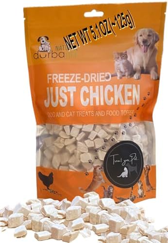 Freeze Dried Super Booster 5.1 oz (~145g) Chicken Bites, Raw-Inspired Treat Meal Topper for Both Dogs & Cats, Single-Ingredient Just Chicken Irresistible for Picky Eaters