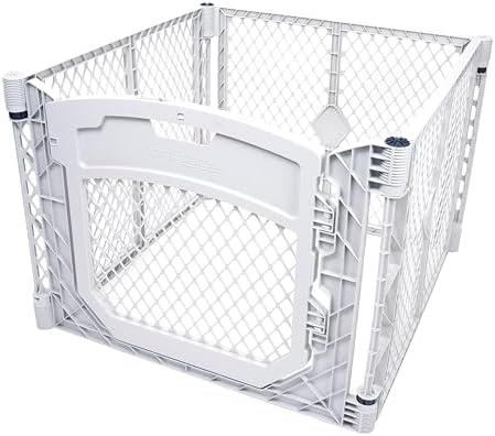 MyPet North States Petyard Plus: 3 Ft. Wide Folding Dog Playpen Indoor or Outdoor. 4-Panel Freestanding Play Pen Dog Gate Made in USA. 26" Tall, Light Gray