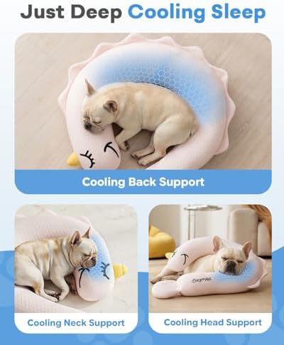BurgeonNest Cooling Small Dog Pillow for Puppies and Cats (Cool Pink, Medium)