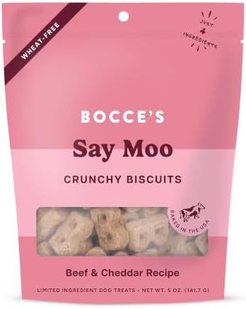 Bocce's Bakery Say Moo Flavor Crunchy Biscuits Dog Treats, 5 oz
