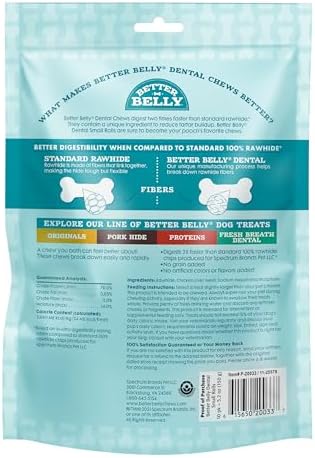 Better Belly Dental Roll Small Highly Digestible Dog Treats, 10 Count