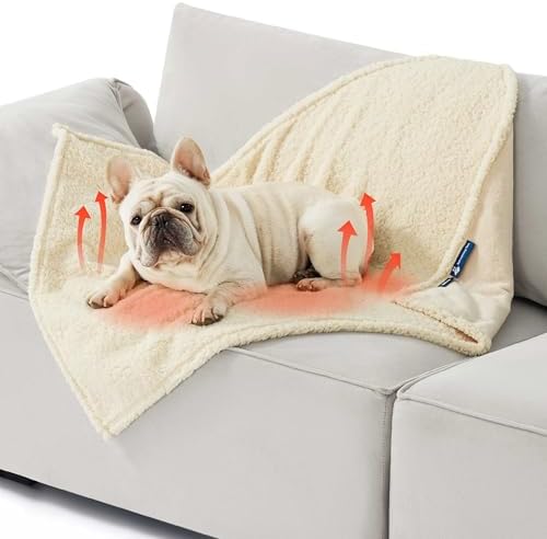 Bedsure Self Warming Dog Blanket for Medium Dogs Waterproof - 30"X40" White
