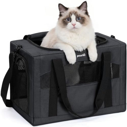 Pecute Cat Carrier Stable, Pet Carrier with Privacy Partition,Dark Gray
