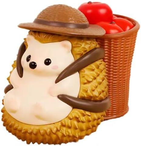 Durian Yellow Hedgehog Pen Holder & Figurine with Removable Tomato