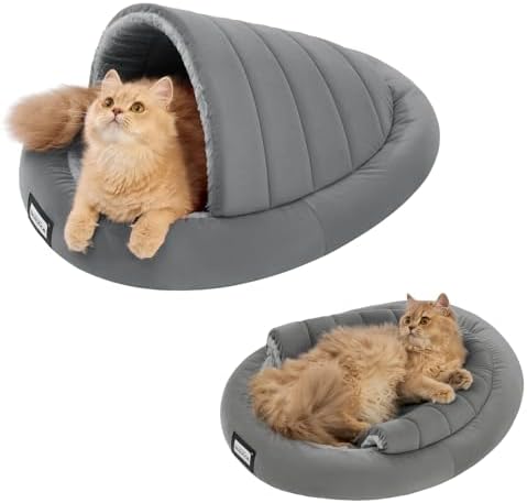 Balance 2 in 1 Cat Bed Cave for Kittens and Small Dogs, Cat Tents for Indoor Cats, Covered Cat Beds with Removable Cushion, Calming Cat Nest, Cat Hideaway, Washable Cat House with Non-Slip Bottom