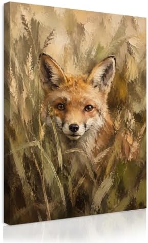 Red Fox Canvas Wall Art 16x24 Inch, Framed Wall Art for Living Room