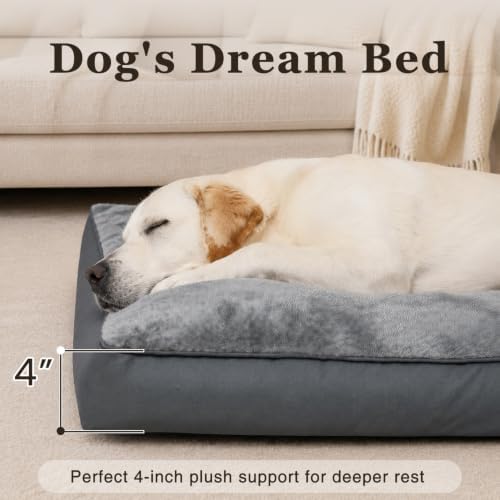NUPIDA Waterproof Dog Bed for XXL Crate with Washable Cover, 47x29, Grey
